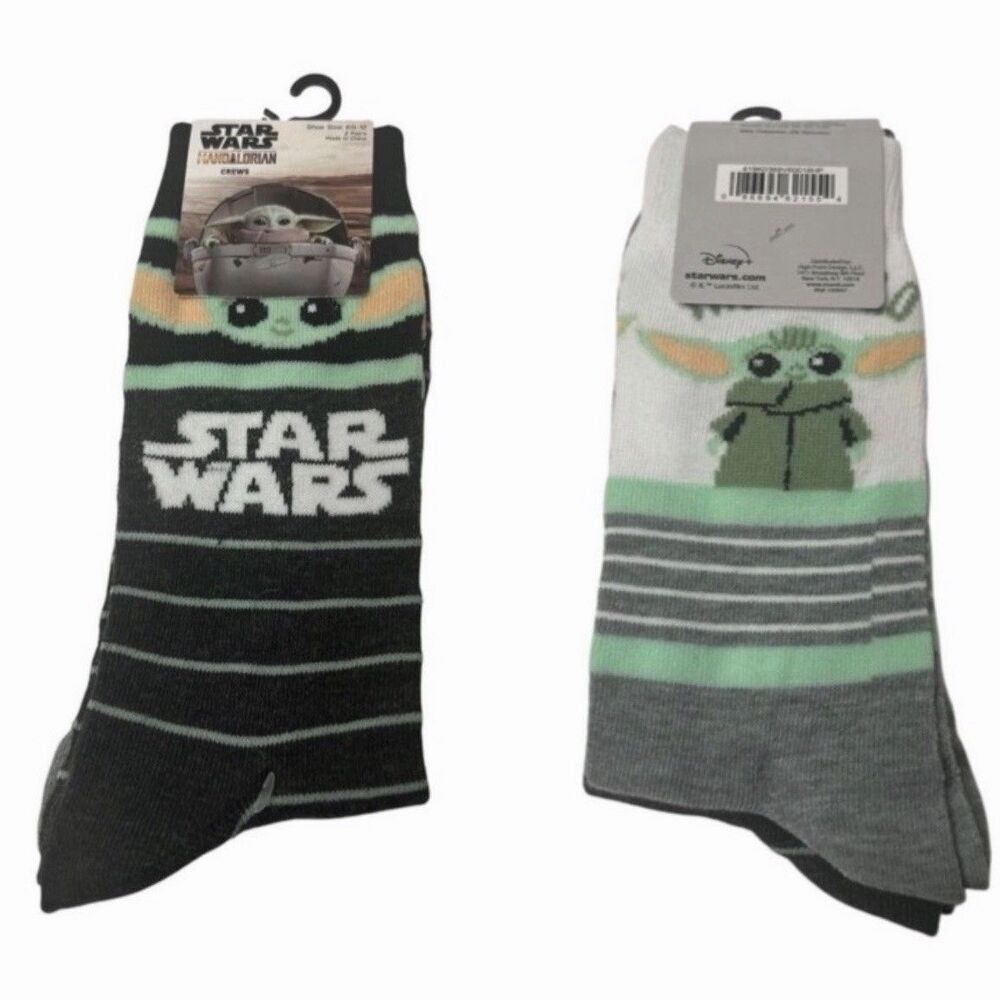 Baby Yoda Grogu Socks 2 Pack Men 6.5-12 Star Wars Cozy Lounge Cute Soft Gift